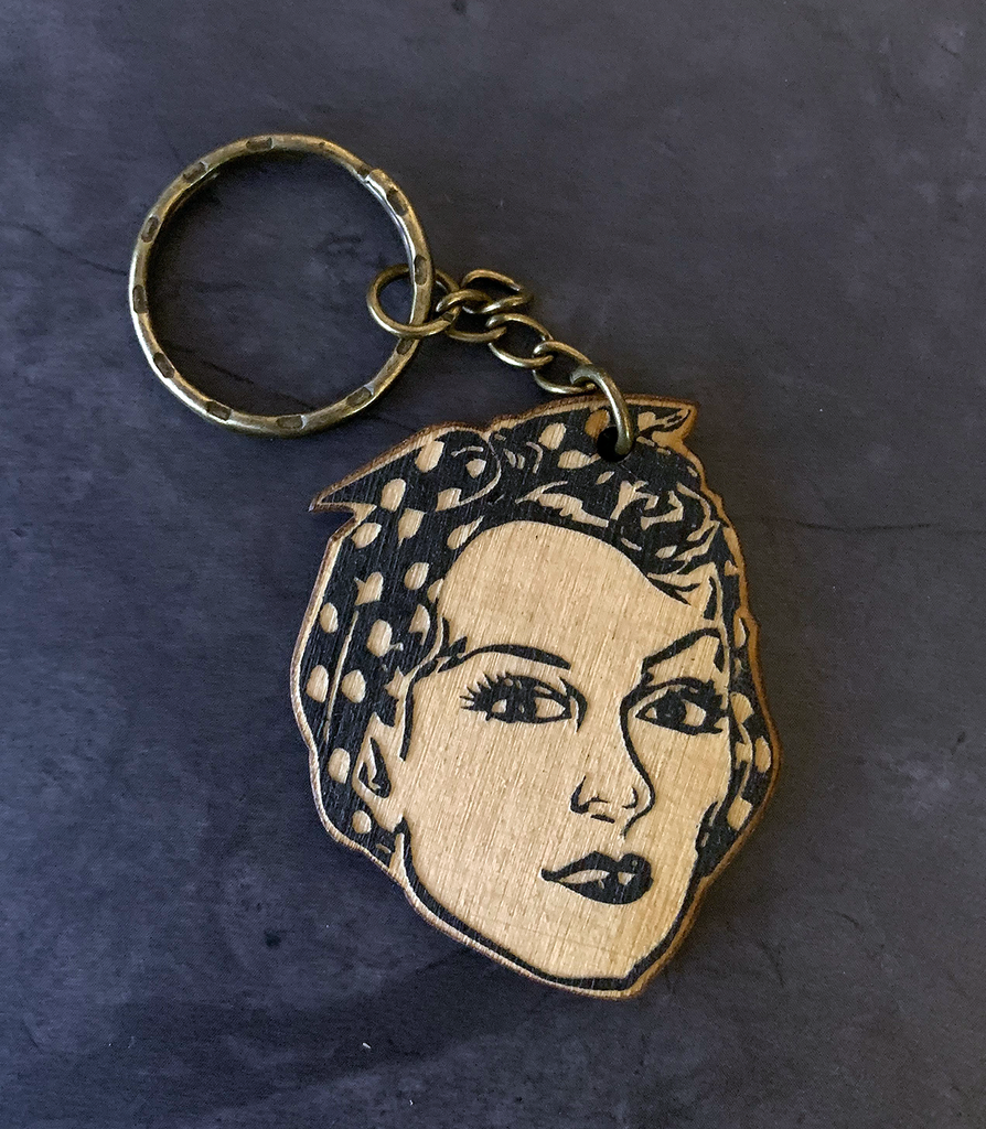 Rosie the Riveter Handcrafted Wooden Keychain - Pop Culture Spot