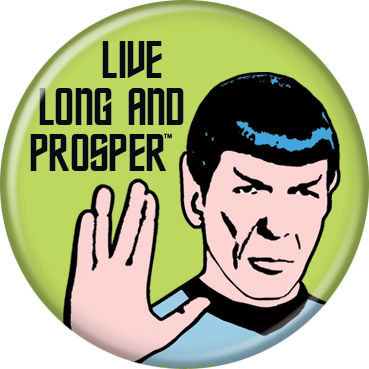 Star Trek Mr. Spock Live Long and Prosper Button Pin - Pop Culture Spot