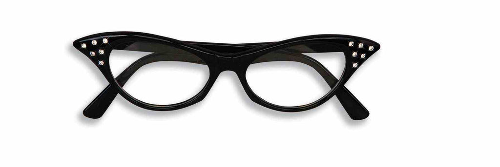 Retro Black 1950's Cat Eye Rhinestone Vintage Style Women's Glasses - Pop Culture Spot