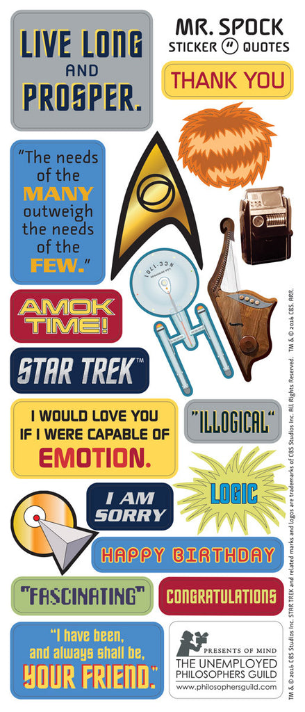 Star Trek Mr. Spock Greeting Card & Stickers - Pop Culture Spot