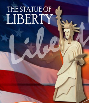 Lady Liberty Statue of Liberty 3-D Wooden Puzzle Wood Craft Construction Set - Pop Culture Spot