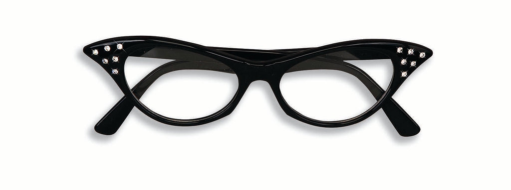 Retro Black 1950's Cat Eye Rhinestone Vintage Style Women's Glasses - Pop Culture Spot